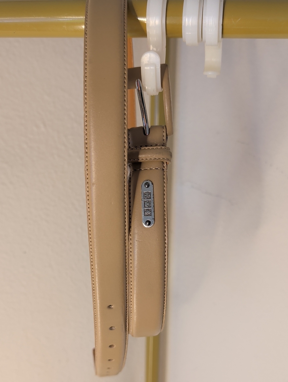 Lauren Ralph Lauren Tan Leather Belt with Polished Silver Hardware